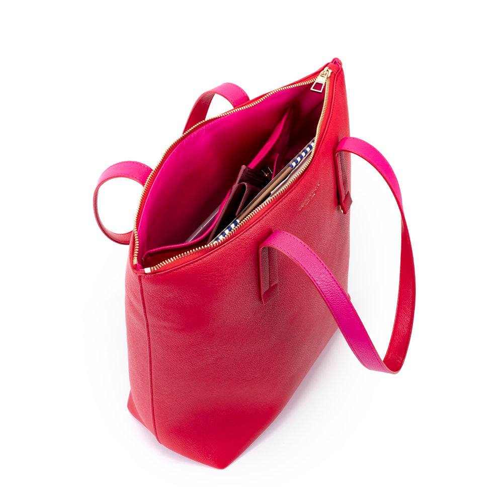 Cameron Vertical Bag 13" Cherry Red- Fuchshia