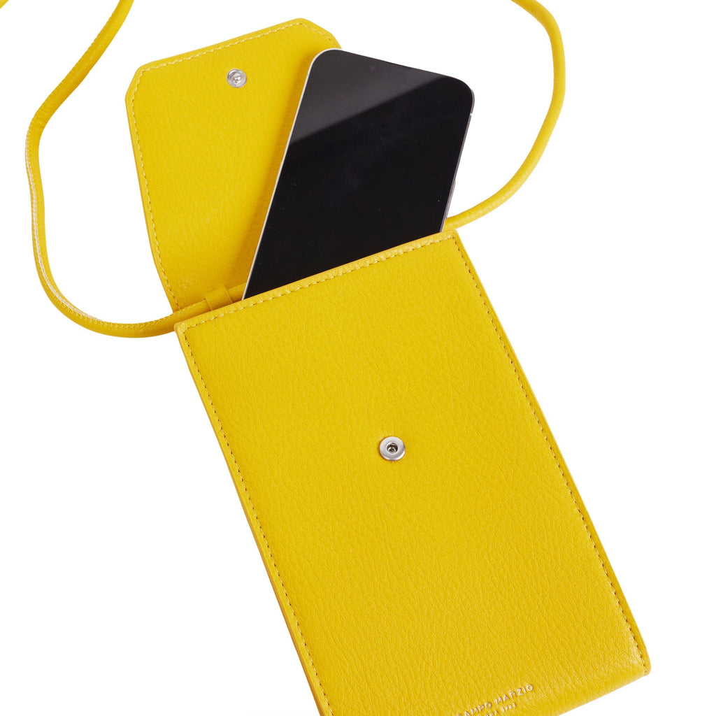 Phone and Card Holder With Crossbody Strap - Canary Yellow