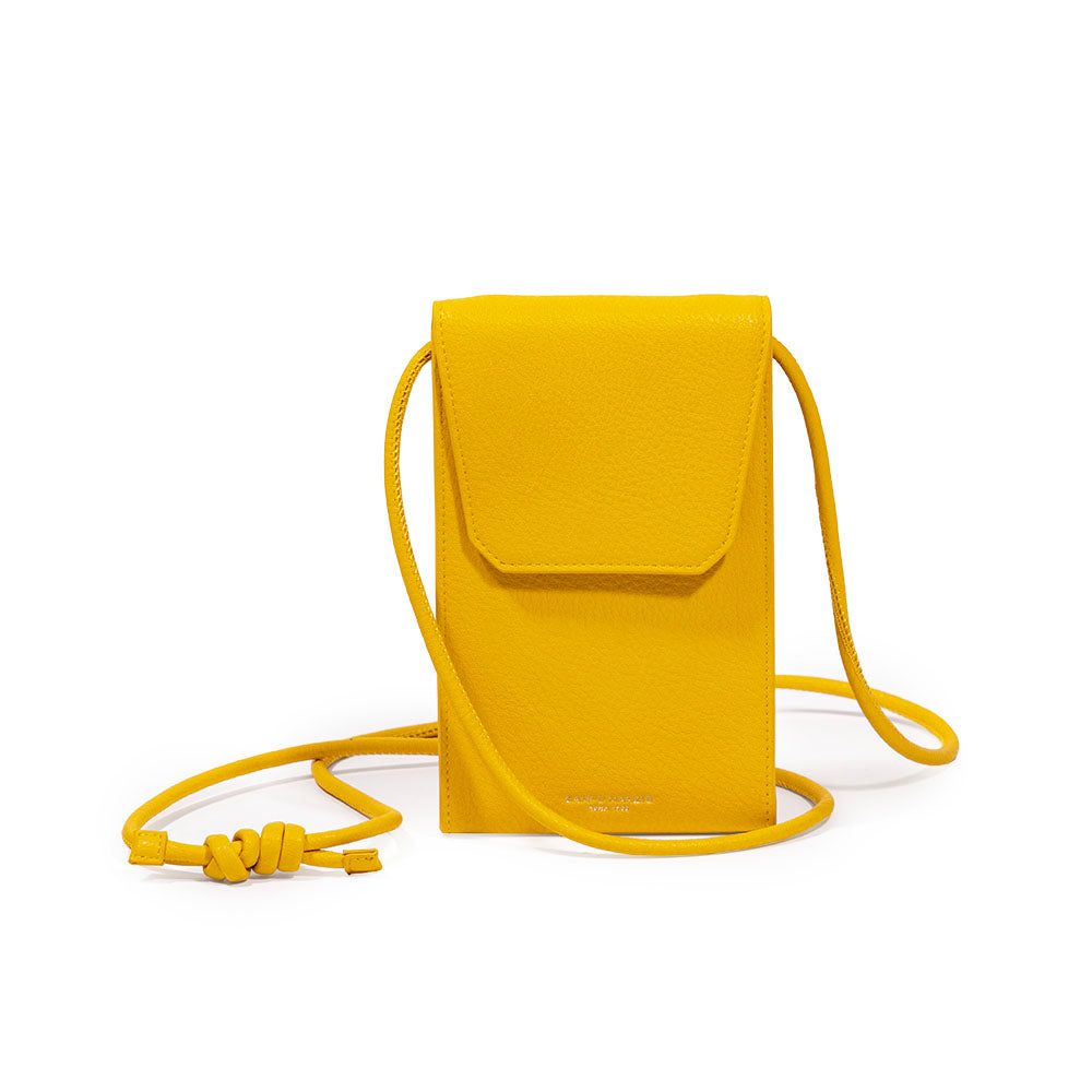Phone and Card Holder With Crossbody Strap - Canary Yellow