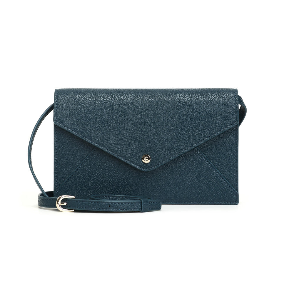 Wallet Bag Envelope Style With Removable Crossbody Strap Julia Petrol Green