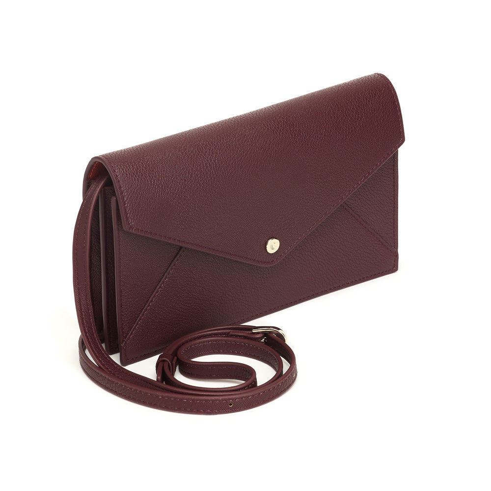 Wallet Bag Envelope Style With Removable Crossbody Strap Julia Ruby Wine