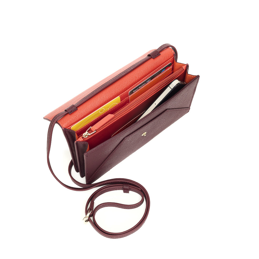 Wallet Bag Envelope Style With Removable Crossbody Strap Julia Ruby Wine